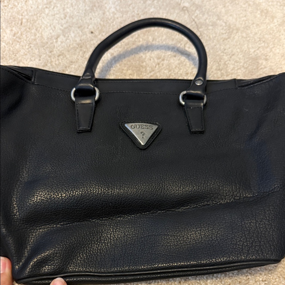 Guess Classic Black Leather Satchel
